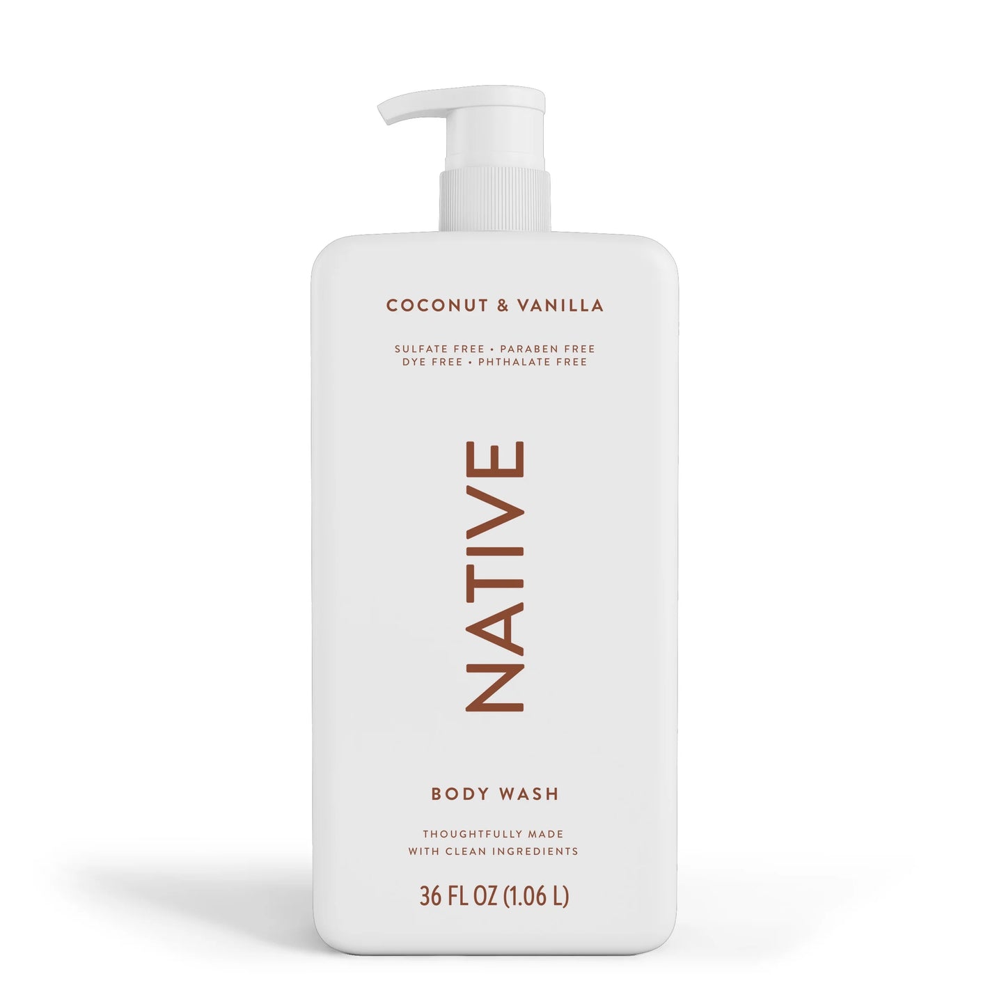 Body Wash, Coconut & Vanilla, Sulfate Free, Naturally Derived Ingredients, 24Hr Freshness, for Women & Men, 36 Fl Oz